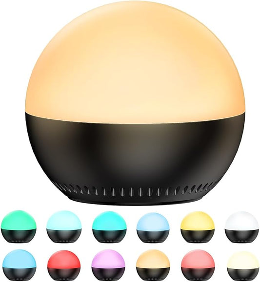 Portable Small Sound Machine Baby Night Light White Noise Machine with 12 Color Night Lights 30 Soothing Sounds Auto-Off Timer Adjustable Brightness for Baby Kids Adult & Home Office and Travel