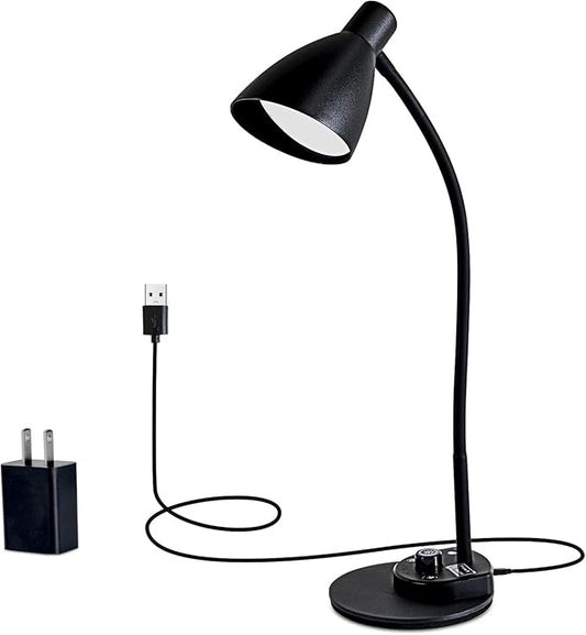LED Desk Lamp, Desk Light with USB Charger, 3 Color Temperature and 20 Brightness Levels, Eye-Caring Metal Desk Light for Office and Bedroom, 10W, 1000 Lumens, Adapter Included (Black)