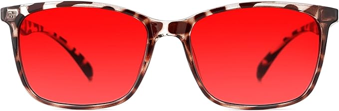 TIJN Sleep Glasses for 99.9% Blue Green Light Blocking for Women Men Dual AR Coating Red Lens for Computer Gaming, TR90