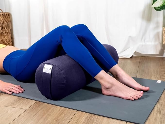 Sol Living Yoga Bolster Pillow for Restorative Meditation - 100% Cotton Cylindrical Cushion with Washable Cover for Balance Support in Asana Poses