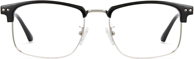 Cyxus Men Blue Light Blocking Glasses Half Rimless Computer Gaming Glasses Square Fashion Glasses 8133