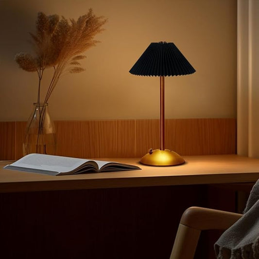 Portable LED Table Lamp with Touch Sensor, 3 Color Touch Control Rechargeable Lamp,3-Levels Brightness Metal Desk Lamp, Night Light (Black)