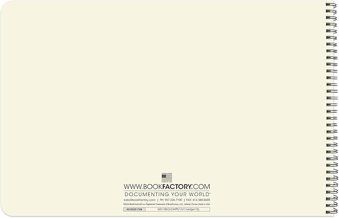 BookFactory Accounting Ledger Notebook/Large 13 Column Accounting Ledger Columnar (Thirteen Columns) Log Book - 17'' x 11'', 100 Pages, Wire-O Landscape Format (LED-100-CLCW-PP(17x11-Ledger-13)-AX)