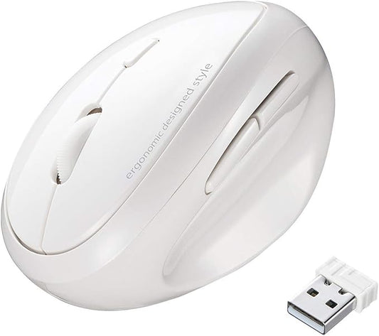 SANWA 2.4G Wireless Ergonomic Mouse White, Vertical Optical Ergo Mouse Small Hands, Cordless Mice for Wrist Pain, 800/1200/1600 DPI, 5 Buttons, Compatible Mac, Windows, PC, Desktop