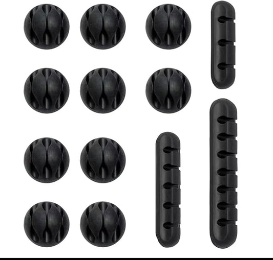 Cable Clip Organizer - Adhesive Wire Holders for Desk and Wall - 10 Pack