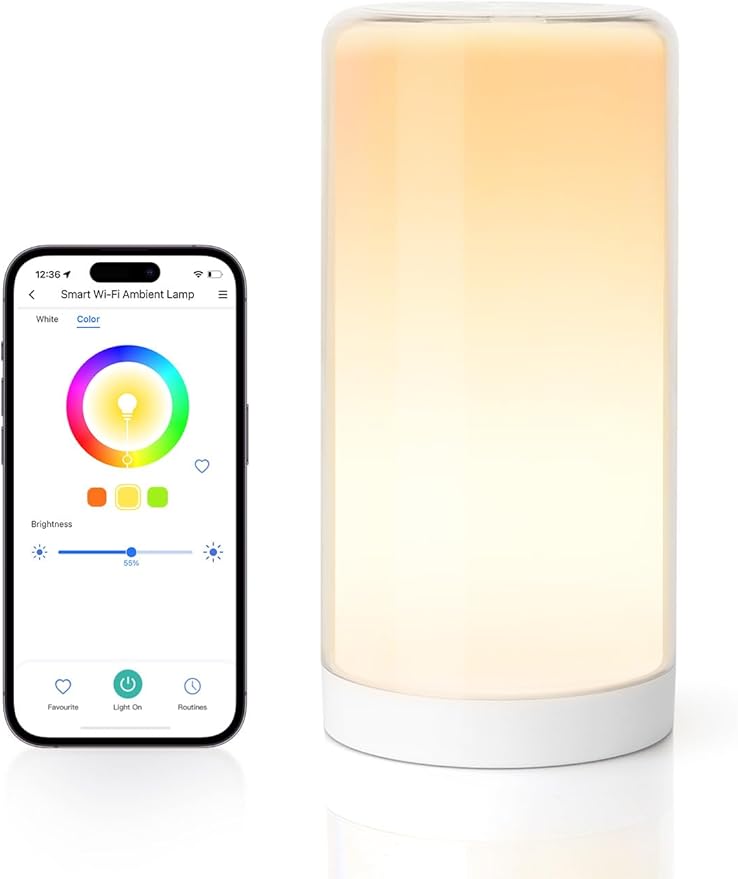 meross Smart Table Lamp, Bedside Lamp, Compatible with Apple HomeKit, Siri, Amazon Alexa and SmartThings, Tunable White and Multi-Color, Touch Control, Voice and App Control