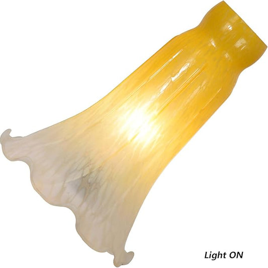 Bieye LS19 Lily Flower Blown Glass Lampshade (Yellow White, Opening I.D. 1.26" x O.D. 1.5")