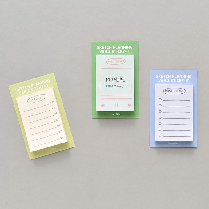Monolike Sketch Planning Ver.2 Sticky-it - 5p Set Self-Adhesive Memo Pad 50 Sheets