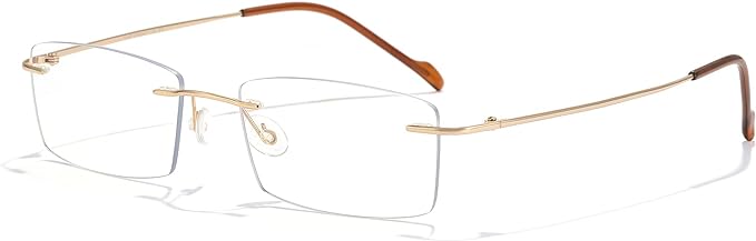 Cyxus Titanium Blue Light Glasses for Men Blue Light Blocking Eyewear Ultra Light Anti Eye Strain Rimless Eyeglasses Reduce Headache
