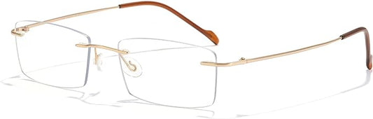 Cyxus Titanium Blue Light Glasses for Men Blue Light Blocking Eyewear Ultra Light Anti Eye Strain Rimless Eyeglasses Reduce Headache