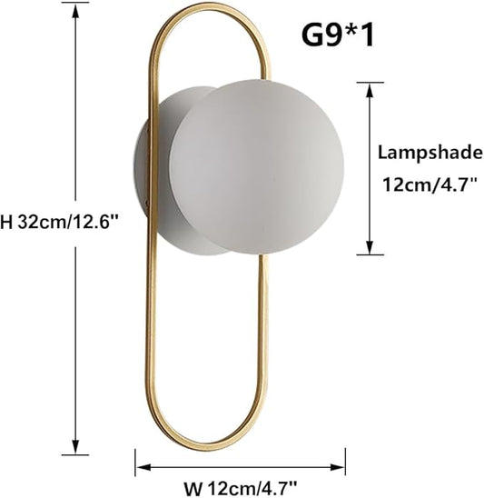 Gold Glass Globe Wall Sconce Set of 2 Mid-Century Modern Vintage Brass Oval Wall Mounted Light Fixtures Rustic Bathroom Vanity Lights Over Mirror