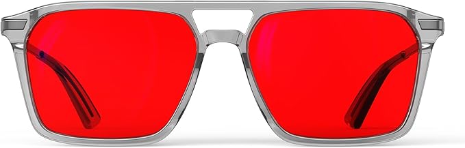 Goiteia Red Light Glasses for Sleep, Dual AR Coatings, Retro 70s Red Glasses Blue & Green Light Blocking for Better Sleep