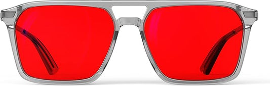 Goiteia Red Light Glasses for Sleep, Dual AR Coatings, Retro 70s Red Glasses Blue & Green Light Blocking for Better Sleep