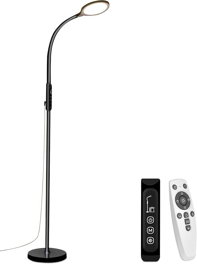 Aoife Light Therapy Floor Lamp, 11000 Lux Full Spectrum Sun Light Therapy Lamp, No UV Sunlight Lamp with 10 Color Temperatures and 10 Brightness Levels (Black)