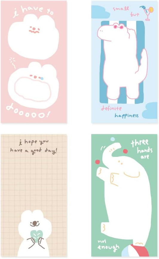 Monolike Memopad Storytown Afternoon B SET - 4 Packs, 4 Different Designs, 80 Sheets Per Pad, Total 320 Sheets, Note pads, Writing pads, 80x148mm