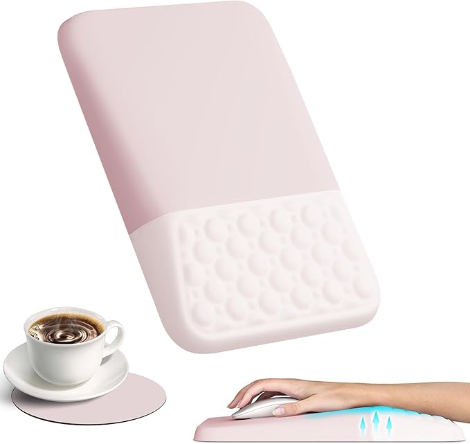 Ospelelf Mouse Pad with Wrist Rest Ergonomic Comfortable Pain Relief Mousepad Wrist Support for Computer Solid Pink