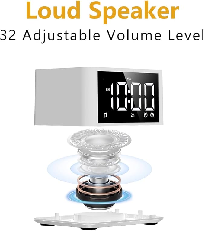 【3 in 1】 Small Sound Machine Alarm Clock Night Light White Noise Machine 27 Sleeping Sounds for Adults Kids Precise 32 Level Volume Sleep Timer Memory Function Digital Clock with 30 Wake Up Sounds