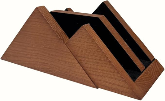 Dual Laptop Holder Vertical Laptop Stand 2 Slots Wooden - Light Brown (Oak Color)