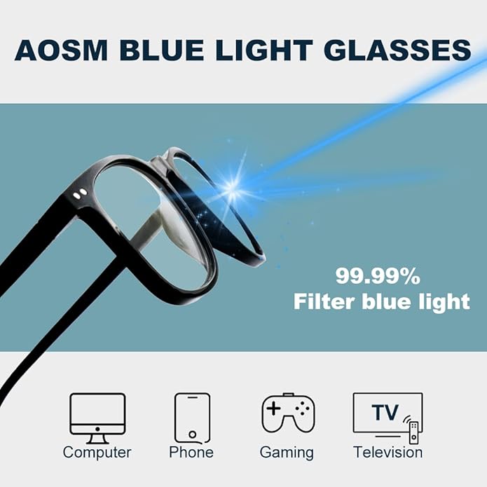 Blue Light Blocking Glasses, Blue Blocker Computer Glasses for Men Women, Anti Glare 400 UV & Eye Strain Fake Square Glasses
