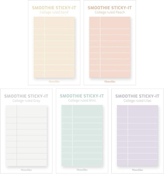 Monolike Smoothie College Ruled Sticky-it - 5p Set Self-Adhesive Memo Pad 50 Sheets