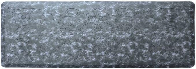 J&V TEXTILES Medallion Embossed Kitchen Mat Cushioned Anti Fatigue Floor Mat, Thick Non Slip Waterproof Kitchen Rugs and Mats,Heavy Duty Foam Standing Mat for Kitchen (17"L X 60"W x 0.6"Th, Navy Blue)