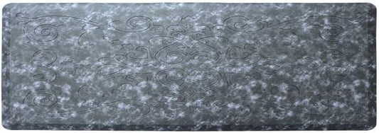 J&V TEXTILES Medallion Embossed Kitchen Mat Cushioned Anti Fatigue Floor Mat, Thick Non Slip Waterproof Kitchen Rugs and Mats,Heavy Duty Foam Standing Mat for Kitchen (17"L X 60"W x 0.6"Th, Navy Blue)