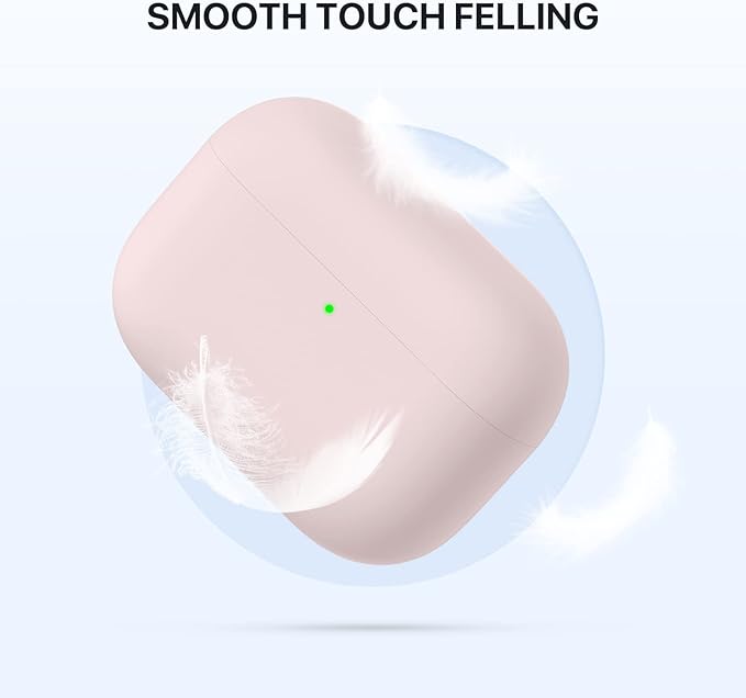 Miracase Upgrade Triple Layer Protective Liquid Silicone Case for AirPods Pro, 2019 Release LED Visible Shockproof Soft Skin Friendly Silicone Case, Pink