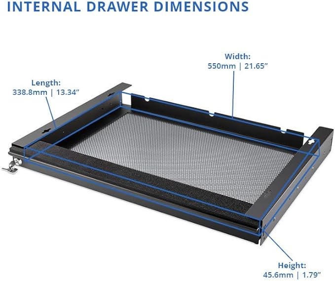 Penn Elcom Under Desk Laptop Drawer, Lockable, for 20” Laptops - Premium Sliding Security Drawers - Model EX-6171B