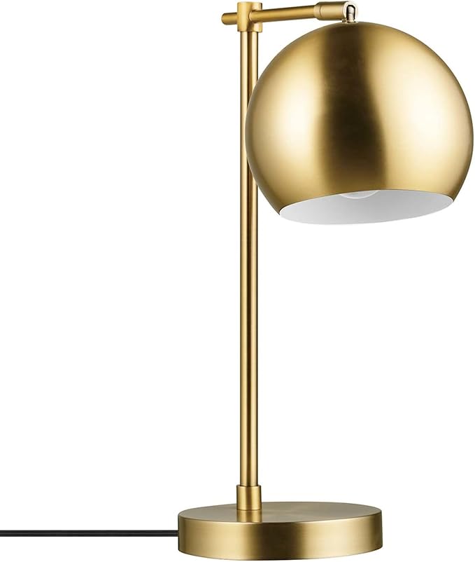 GLOBE Electric 52915 Molly 18" Desk Lamp, Matte Brass, Black Fabric Cord, in-Line On/Off Rocker Switch, Title 20 LED Bulb Included