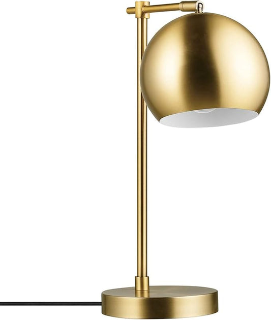 GLOBE Electric 52915 Molly 18" Desk Lamp, Matte Brass, Black Fabric Cord, in-Line On/Off Rocker Switch, Title 20 LED Bulb Included