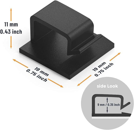 Cable Clips with Strong Self-Adhesive, XIAOXI R Shape Cable Management TV PC Wire Holder Sticky Tidy and Organizer Cord and Wires - 40 Pcs (Black)