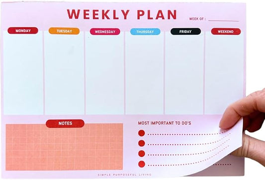 Weekly Planner Notepad – Tear-Off Weekly to do List Notepad, Weekl y Desk Calendar Notebook for Productivity, Task Planner for Time Management, Project Planner with 50 Planning Sheets