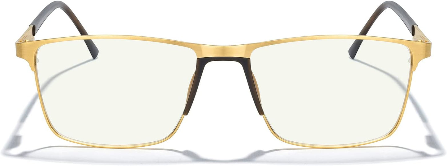 MERRY'S Fashion Blue Light Blocking Glasses - Reading Glasses Metal Frame Spring Hinge Readers for Men Eyeglasses