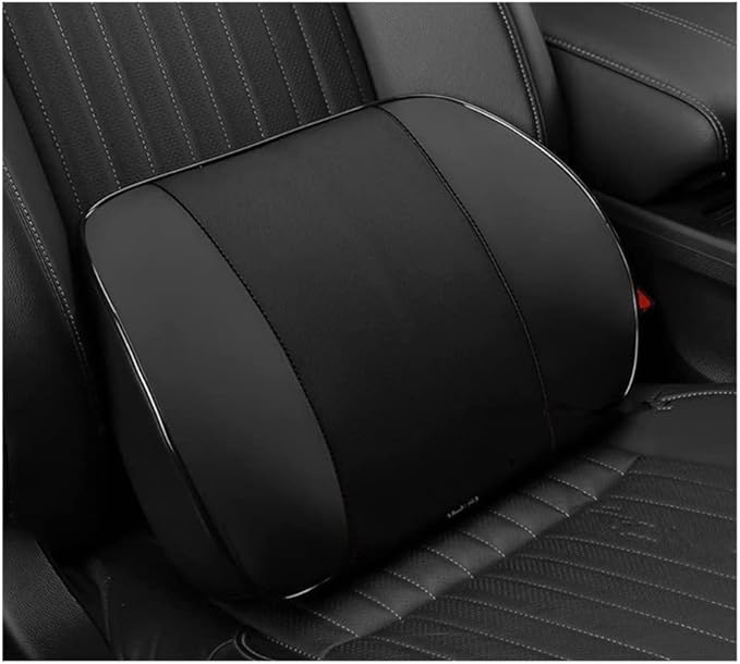 ZHONGLI Memory Foam Lumbar Support Pillow-Middle/Lower Back Support Cushion-Used for car Seats, Office Chairs, recliners, etc. (Bright Black)