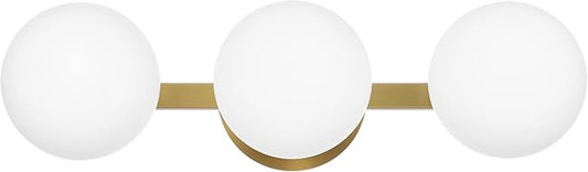 Bathroom Vanity Light Fixtures, Modern 3 Lights Globe Wall Sconce Lighting Aged Brass, Porch Wall Mount Light Fixture for Bathroom, Mirror Cabinets Hallway Stairs