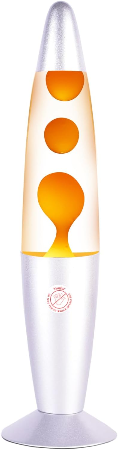 Orange Magma Lamp 13 Inches for Adults Cool Liquid Motion Lamps Stuff for Kids with Sliver Base Mood Night Light Home Living Room Office Bedroom Christmas Thanksgiving Day Decoration