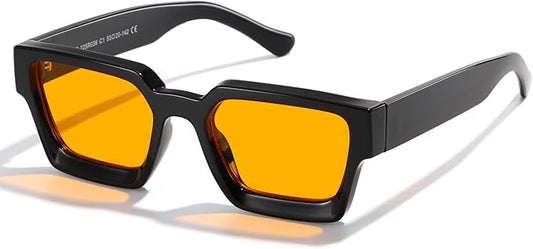 Trendy Amber Blue Light Blocking Glasses Orange Lens for Better Sleep,Computer Eye Strain Men Women Gaming Glasses