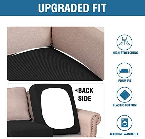 H.VERSAILTEX Stretch Couch Cushion Covers Individual Seat Sofa Chair Slipcovers Cushion Protector Cover Featuring Jacquard Textured Twill Fabric(1 Cushion Chair Cover, Black)