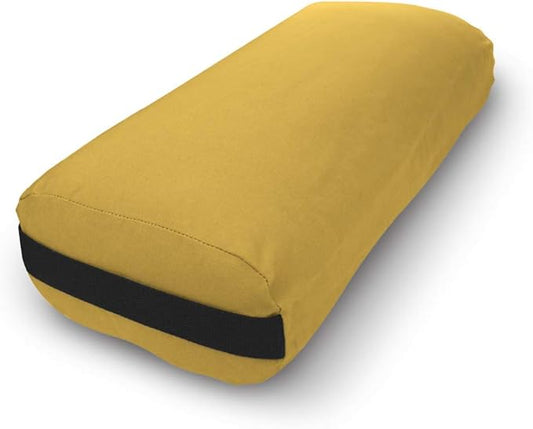 Bean Products Yoga Bolster - Made In The USA With Eco Friendly Materials - Round or Rectangular Support Cushions That Elevate Your Practice - Natural Cotton