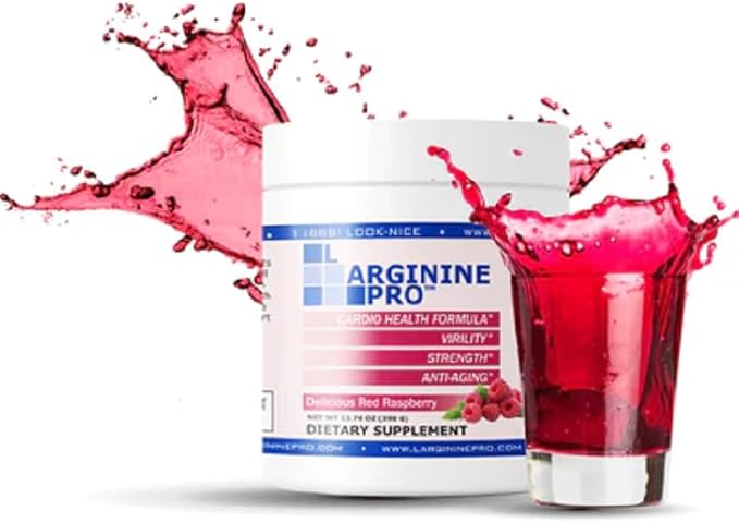 L-ARGININE PRO | 5,500mg L-Arginine Plus L-Citrulline 1,100mg Raspberry Powder Drink Mix Supplement for Increased Nitric Oxide Production