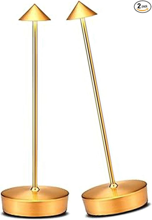 2 Packs Gold Cordless Rechargeable Table Lamp 7200mAh Portable Touch Control Led Waterproof Golden Table Lamp for Bedroom Reading