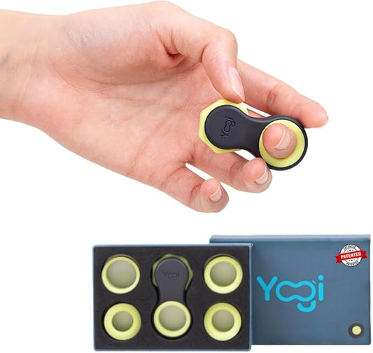 Yogi Fidget Toy – Silent Sensory Spinner for Adults & Kids – Stress Relief Fidgets for ADHD, Anxiety – Fidget Toys for Adults – Includes 5 Finger-Fit Rings – Work, School & Travel – Moonlight