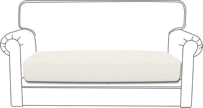 Easy-Going Stretch Loveseat Cushion Cover Sofa Cushion Furniture Protector Sofa Seat Sofa Slipcover Sofa Cover Soft Flexibility with Elastic Bottom(Loveseat Cushion, Cream)