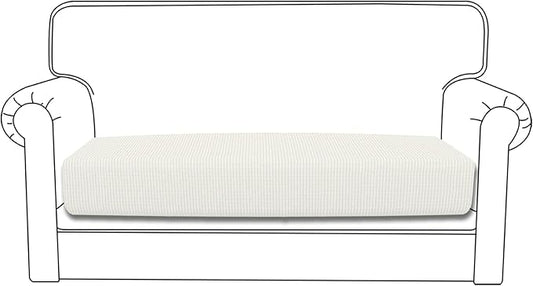 Easy-Going Stretch Loveseat Cushion Cover Sofa Cushion Furniture Protector Sofa Seat Sofa Slipcover Sofa Cover Soft Flexibility with Elastic Bottom(Loveseat Cushion, Cream)