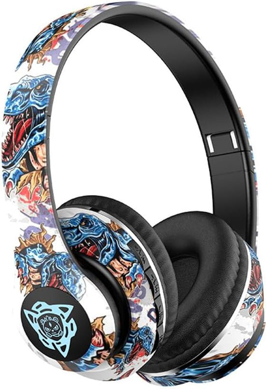 Graffiti Style Over-Ear Headphones - Wireless Bluetooth 5.0, Hi-Fi Stereo Sound, Comfortable Soft Earpads, 30-Hour Playtime, Built-in Mic for Hands-Free Calls (B)