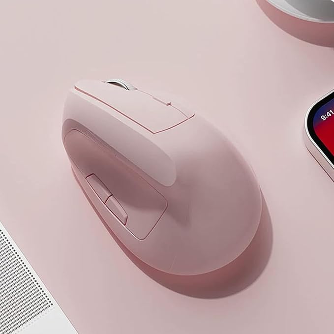 Ergonomic Vertical Mouse Wireless, Rechargeable Ergo Mouse for Carpal Tunnel Relief, 3200DPI Adjustable, 6 Buttons for PC/Laptop/Mac/Windows (Pink)