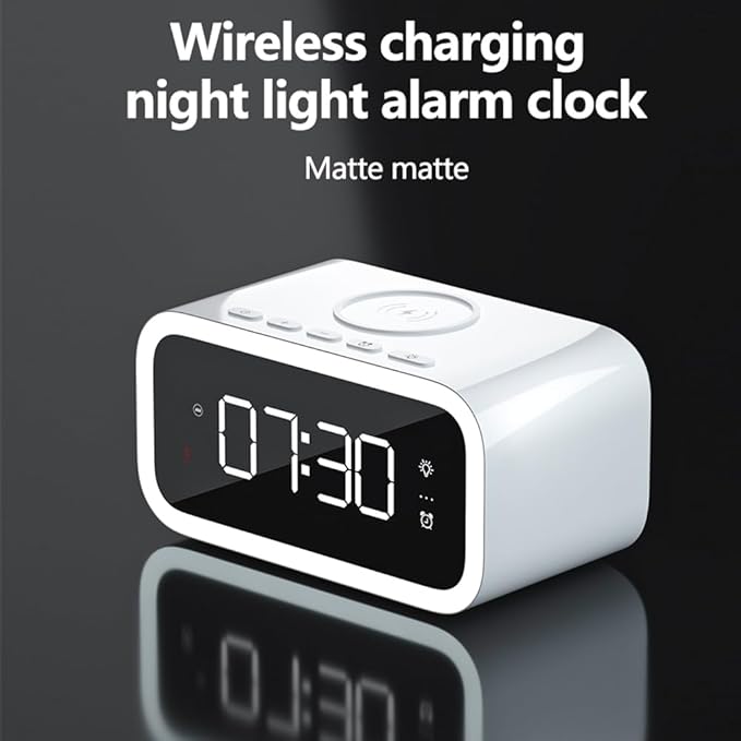 IHAO 5in1 Multi-Functional Wireless Charging Alarm Clock Smart Night Light & Qi Charger LED Digital Clock Adjustable Light Mini Mirror QXF-805