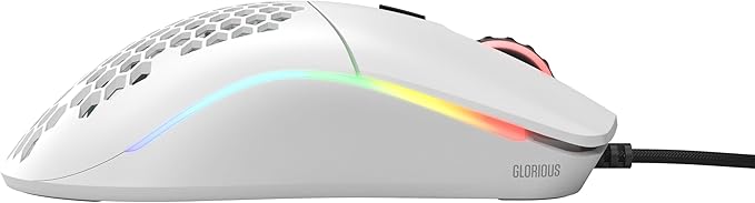 Glorious Model O Wired Gaming Mouse 67g Superlight Honeycomb Design, RGB, Pixart 3360 Sensor, Omron Switches, Ambidextrous - Matte White
