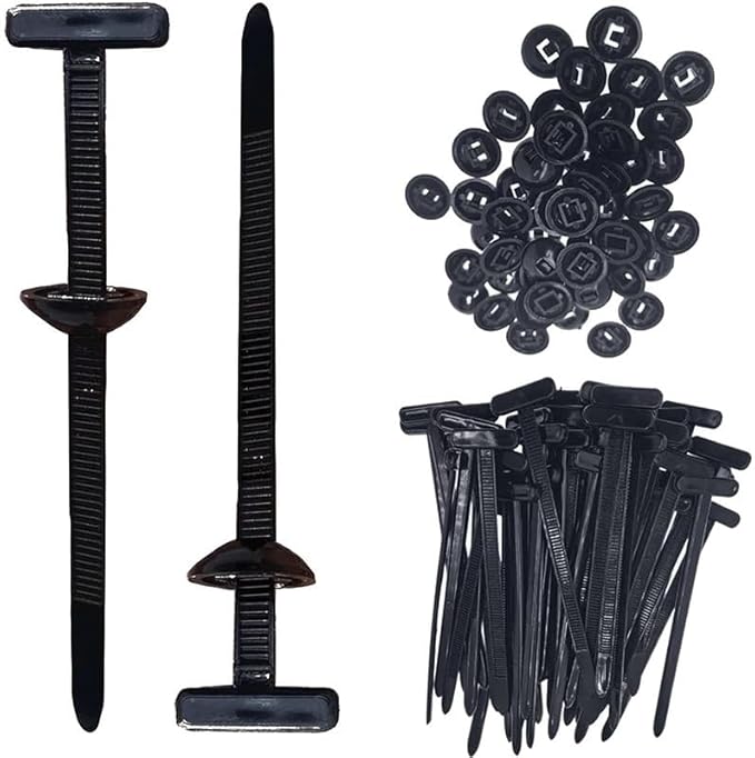 200 Items Universal Nylon Cable Tie Buckle Zip Ties - Heavy Duty Black Wire Ties for Car Automotive Cable Management, Reusable Electrical Cord Ties, Bridas para Cables
