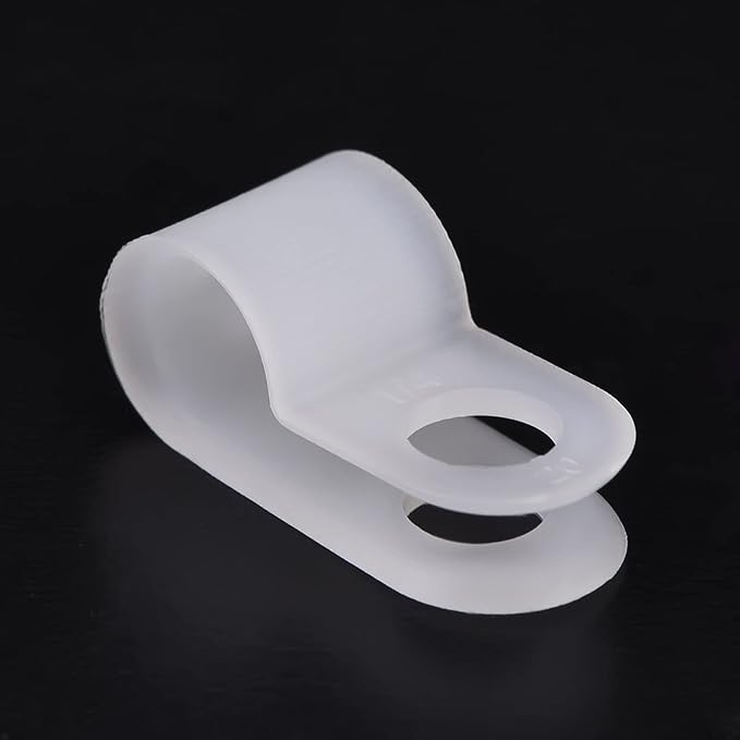 Hicarer 50 Pack R-Type Cable Clip Wire Clamp, Nylon Screw Mounting Cord Fastener Clips with 50 Pack Screws for Wire Management (White,1/2 Inch)